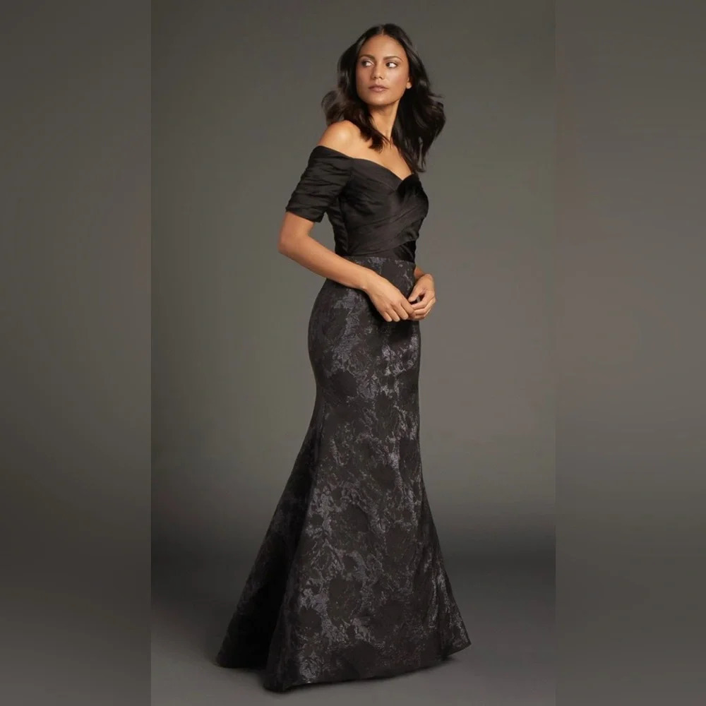 Anne Barge Gown Women’s 12 Black Off Shoulder Dress Mother of the Bride NWT